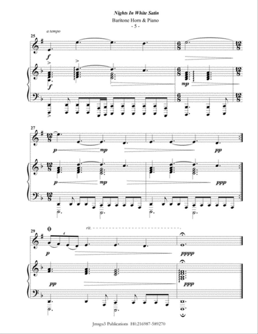 Nights In White Satin Baritone Horn TC scores gallery preview page 5
