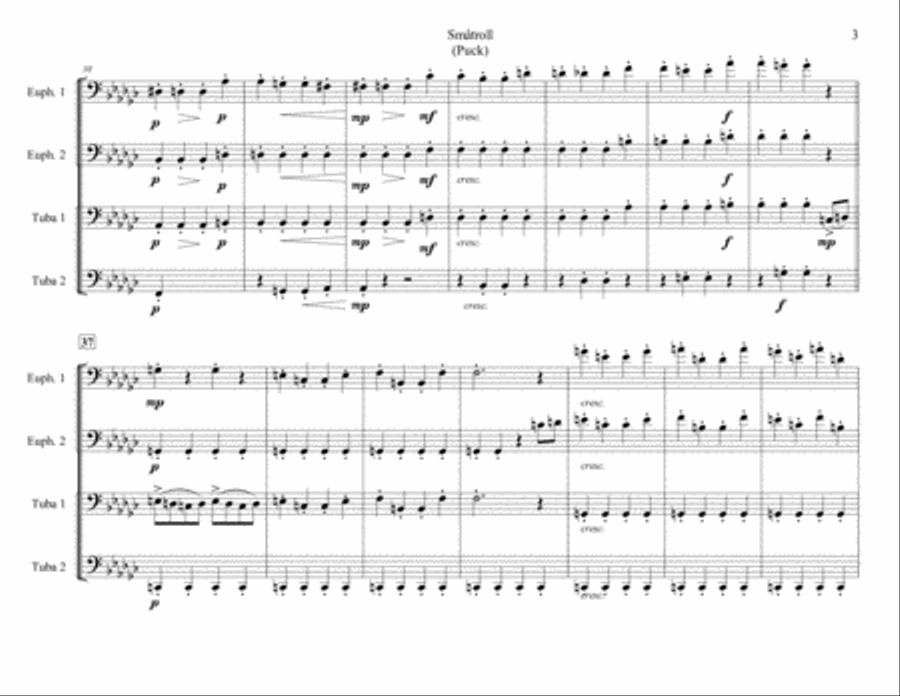 Småtroll (Puck) From Grieg's Lyric Pieces for Tuba-Euphonium Quartet Brass Ensemble scores gallery preview page 3