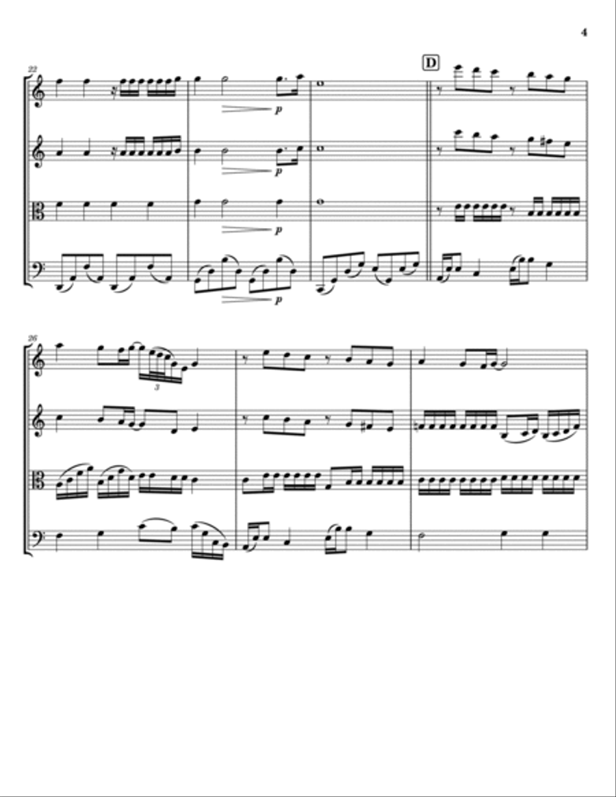 Ballade Pour Adeline String Quartet scores gallery preview page 4