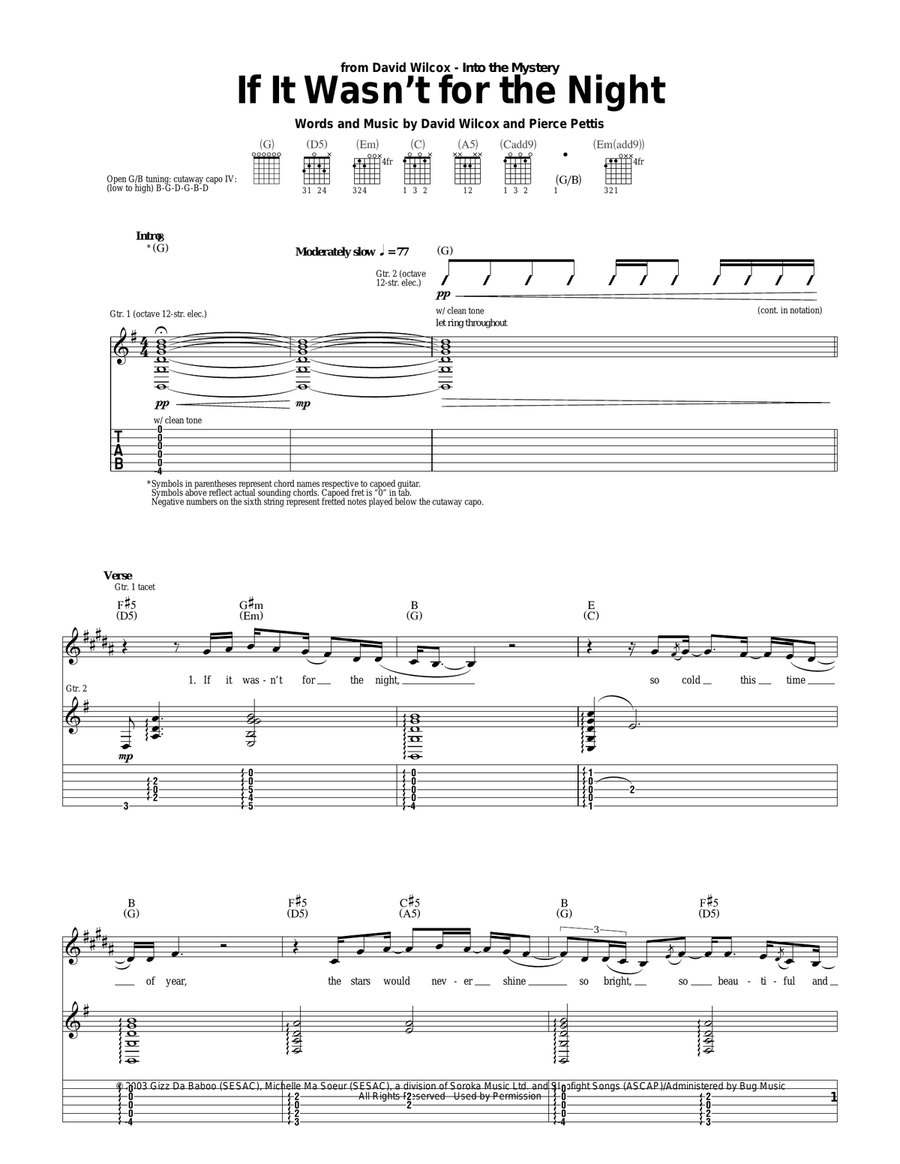 If It Wasn't For The Night Acoustic Guitar scores gallery preview page 1