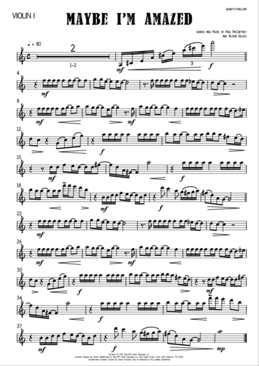 Maybe I'm Amazed String Quartet scores gallery preview page 4