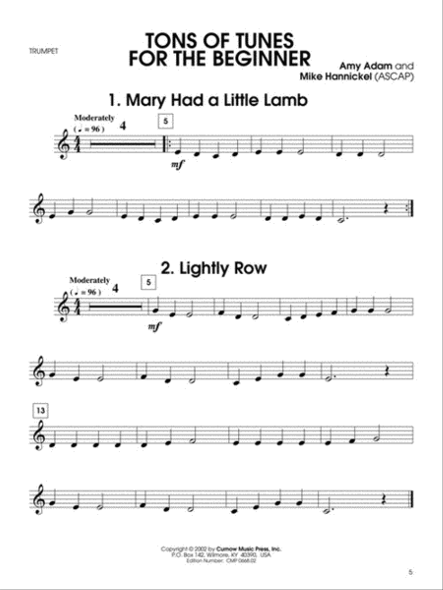 Tons of Tunes for the Beginner (audio access included) Trumpet Solo scores gallery preview page 3