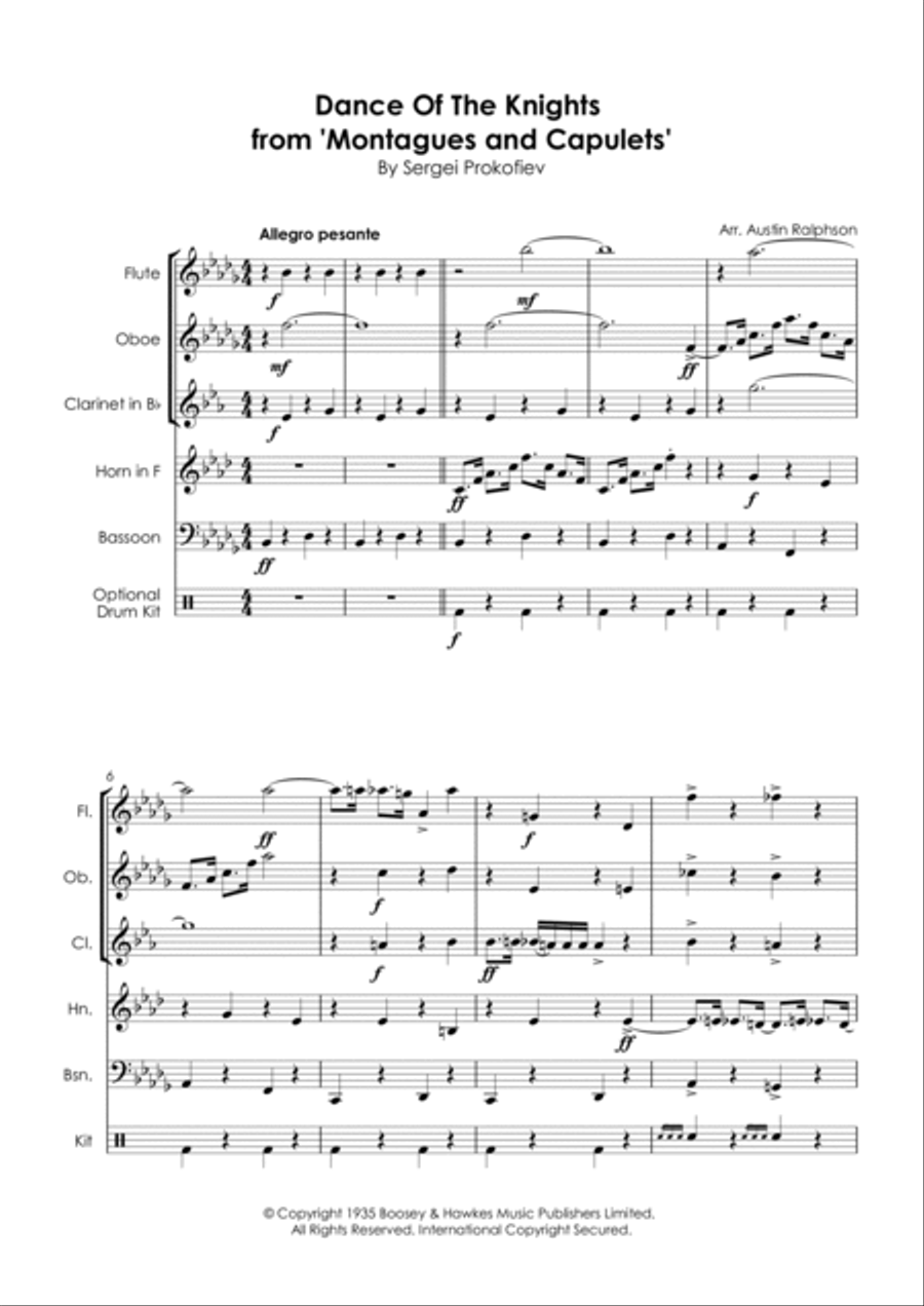 Dance Of The Knights Woodwind Quintet scores gallery preview page 3