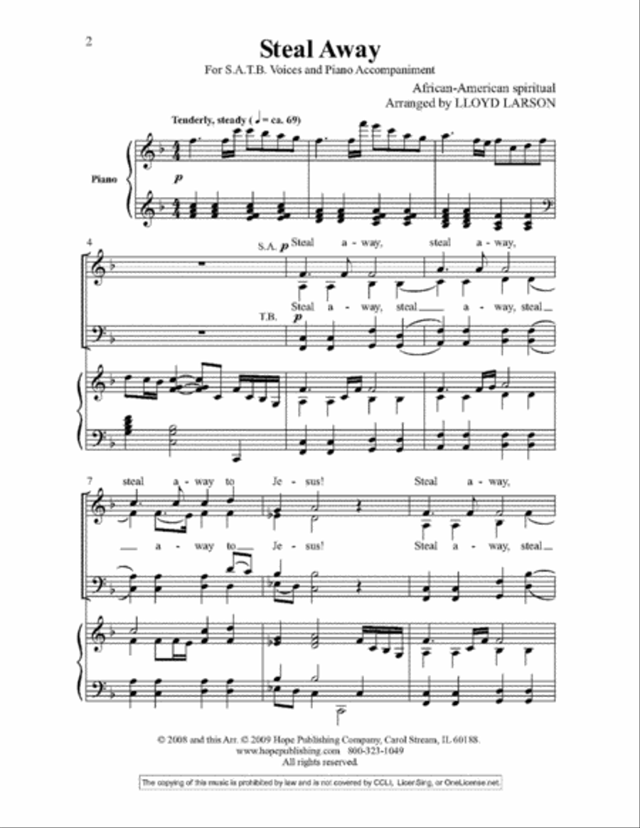 Steal Away 4-Part scores gallery preview page 2