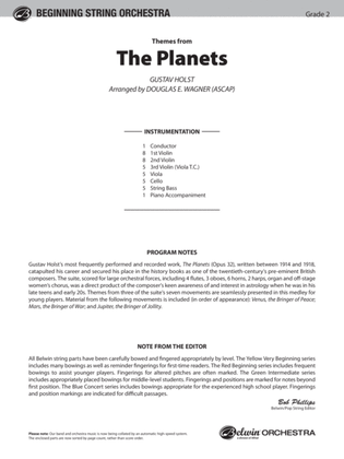 Book cover for The Planets, Themes from: Score