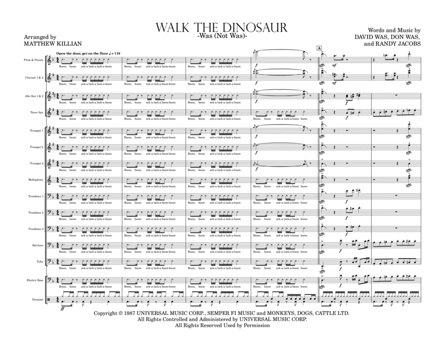 Walk The Dinosaur Marching Band scores gallery preview page 1