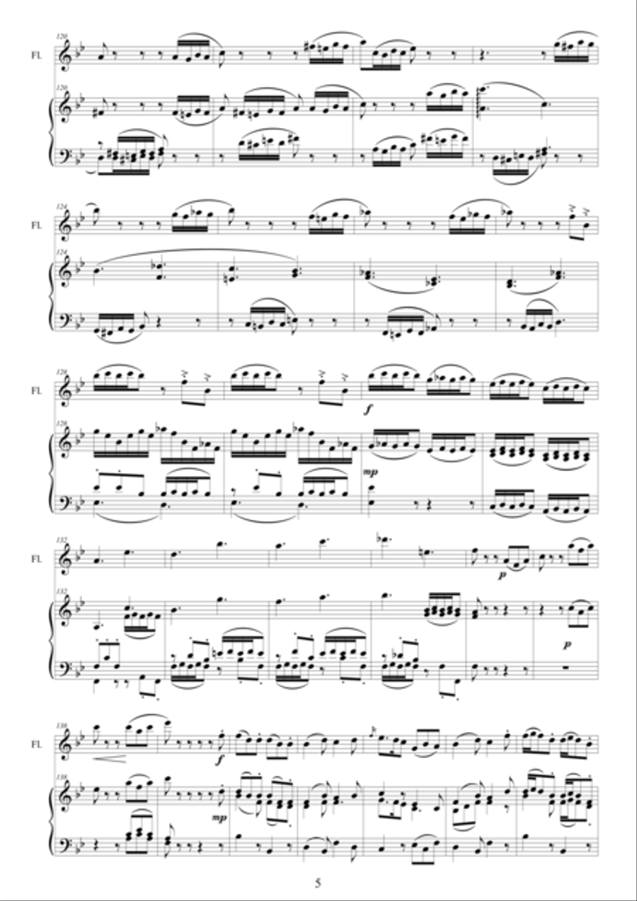 Mozart - Hunt Quartet No.17 in B flat major - Flute and piano Flute Solo scores gallery preview page 5