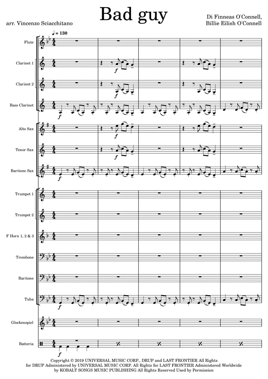 Bad Guy Marching Band scores gallery preview page 1