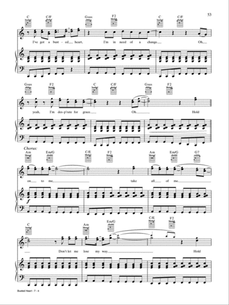 Busted Heart (Hold on to Me) Piano, Vocal, Guitar scores gallery preview page 4