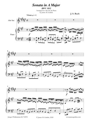 BACH: Sonata in A BWV 1032 for Alto Sax & Piano