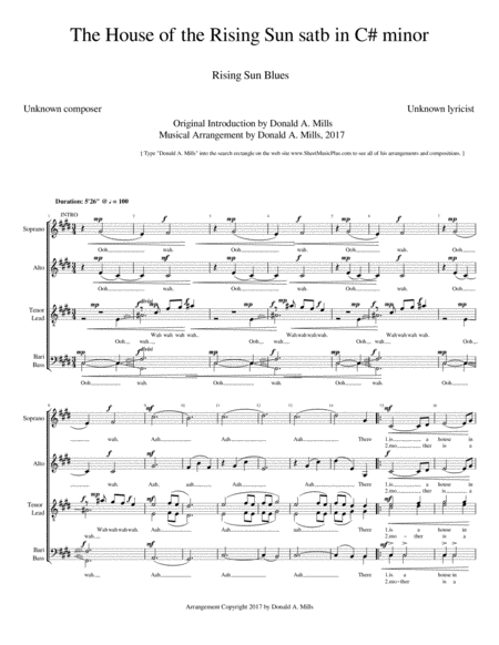 The House of the Rising Sun satb in C# minor image number null