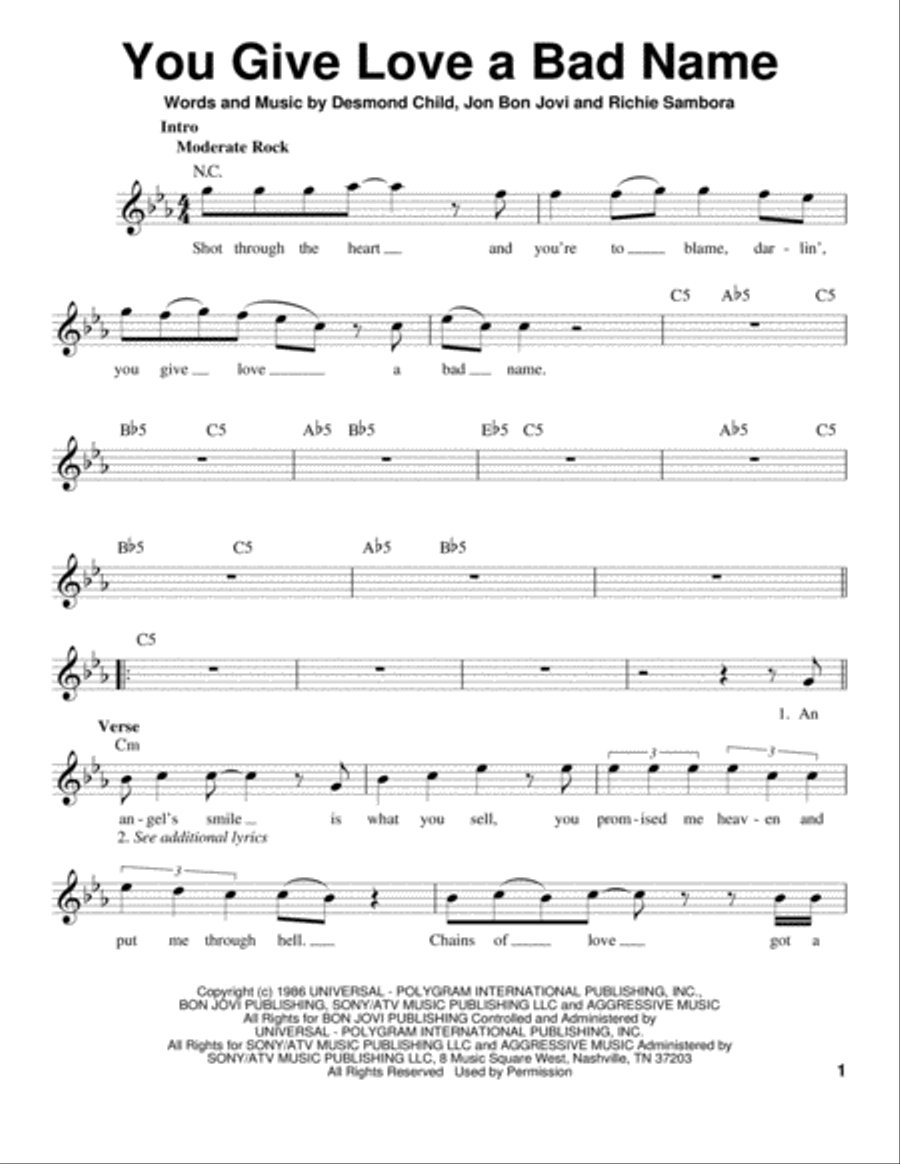 You Give Love A Bad Name Voice scores gallery preview page 1