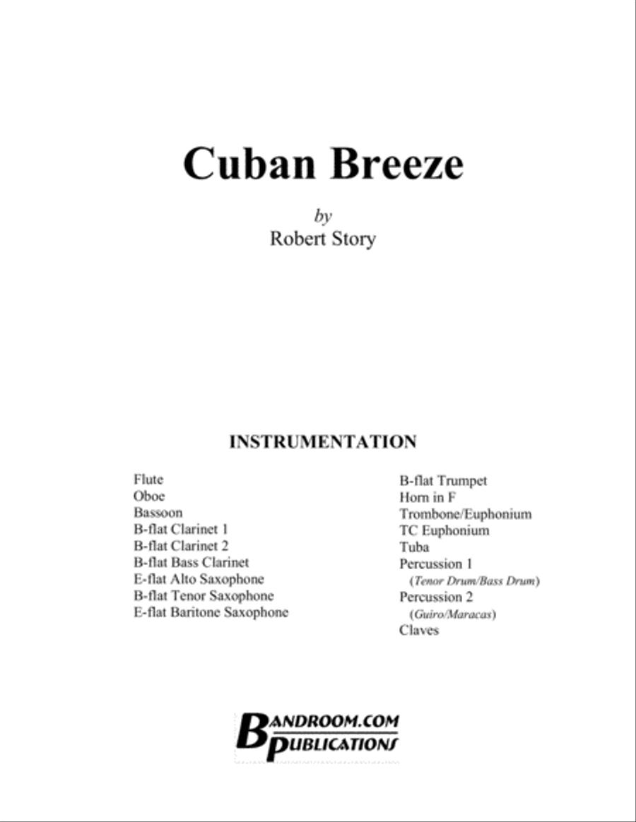 CUBAN BREEZE (beginner concert band - super easy - score, parts, and license to photocopy) Concert Band scores gallery preview page 2