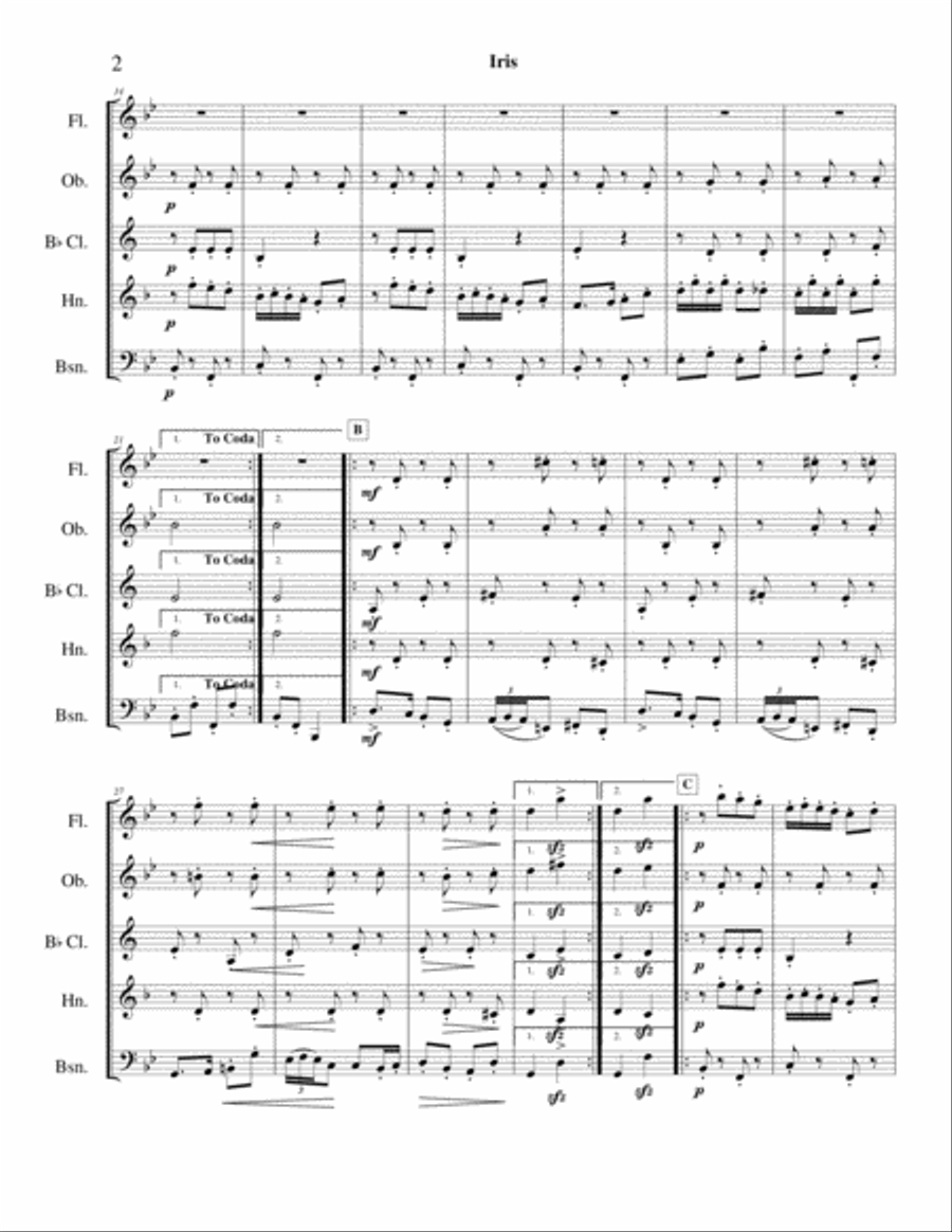 Iris Rag (E. Ephraim) - woodwind quintet Woodwind Quintet scores gallery preview page 2