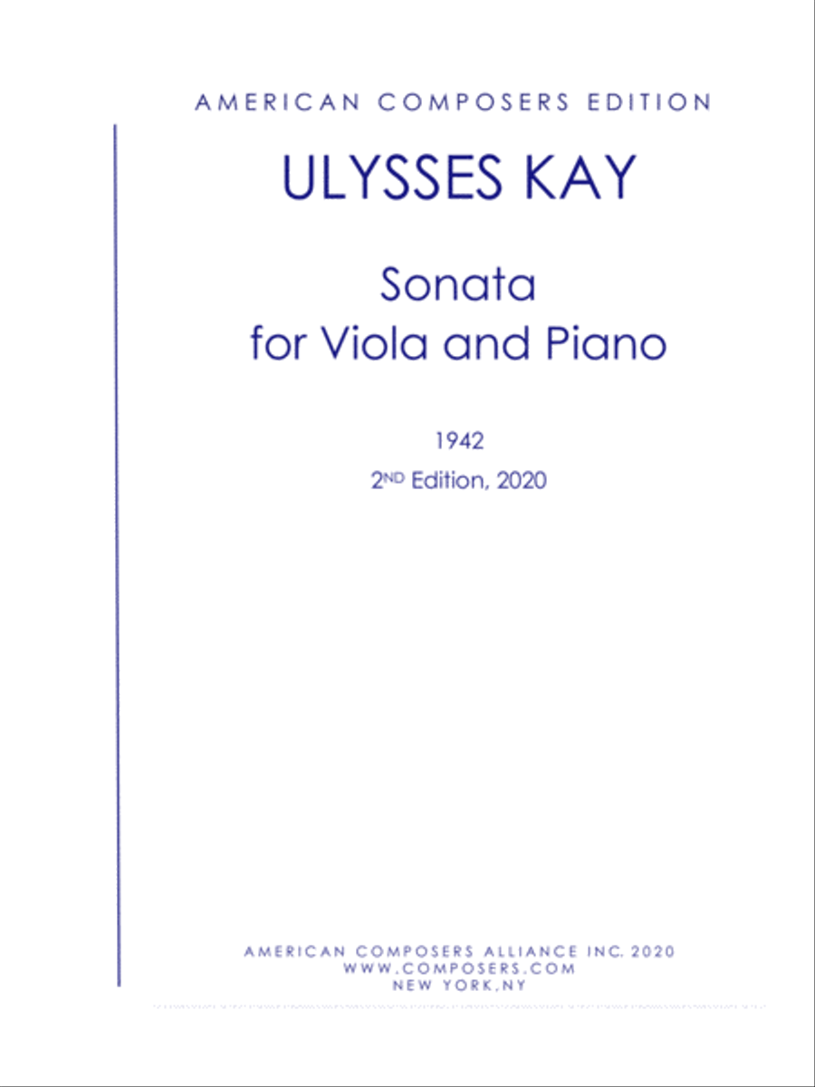[Kay] Sonata for Viola and Piano Piano scores gallery preview page 1