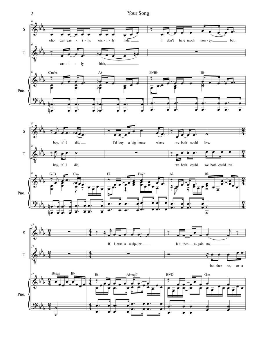 Your Song Your Song 2-Part scores gallery preview page 2