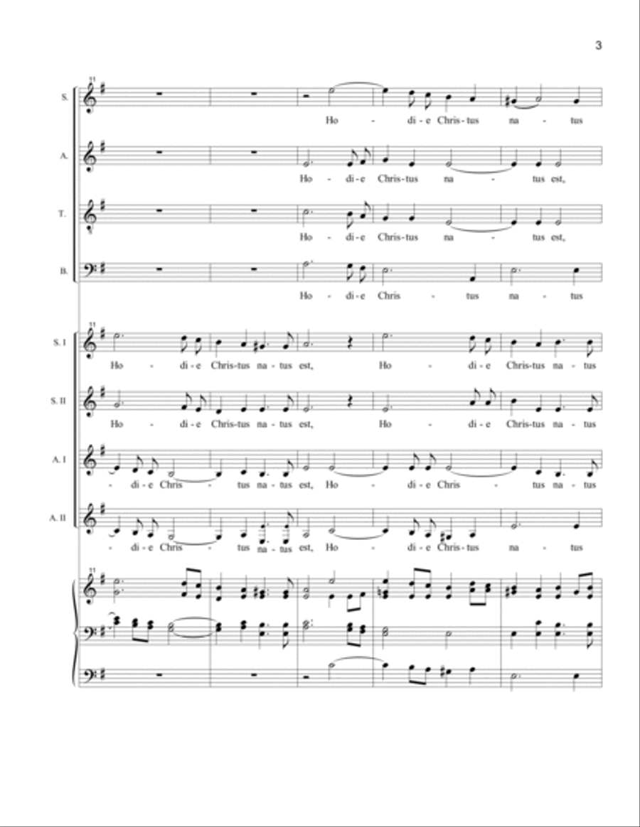 Hodie Christus Natus Est (SATB-SSAA double choir) SSAA scores gallery preview page 3