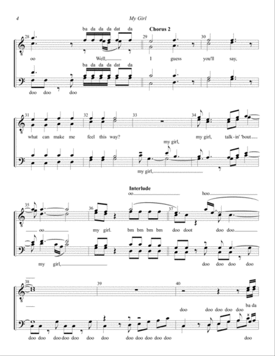 My Girl My Girl TTBB scores gallery preview page 4