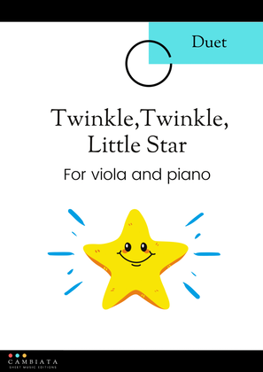 Twinkle,Twinkle, Little Star - For viola (solo) and piano (Easy/Beginner)