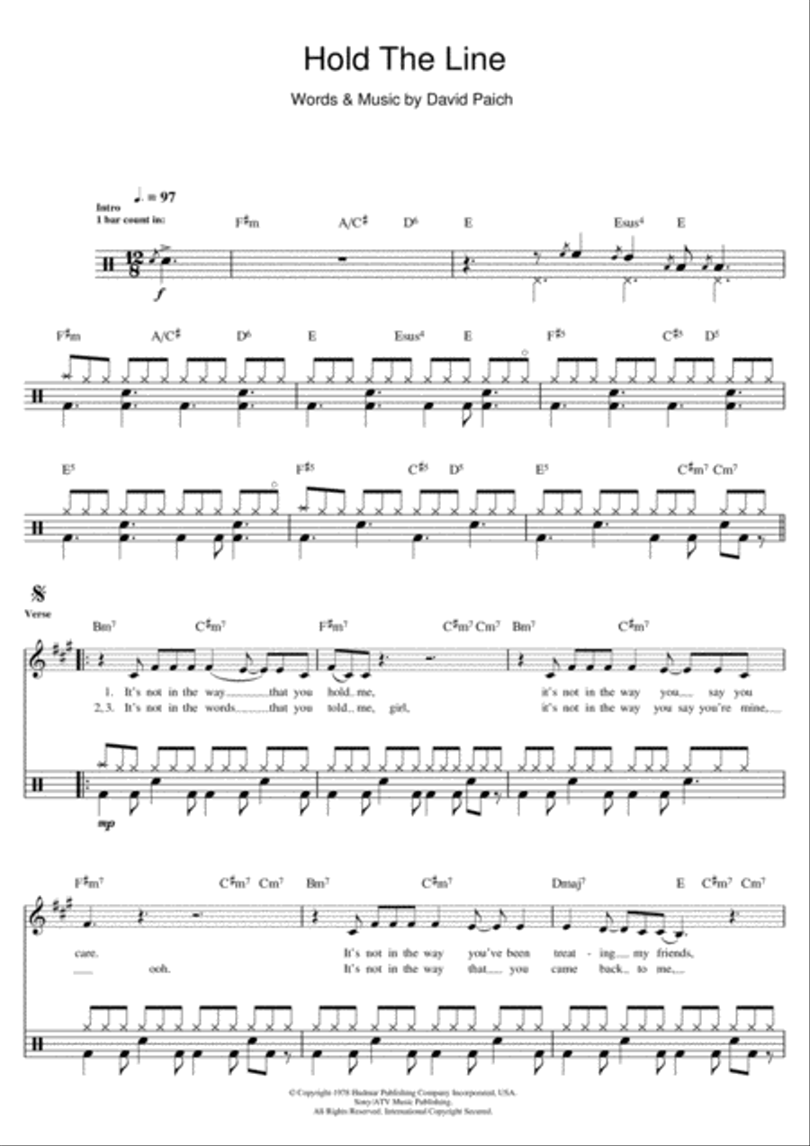 Hold The Line Hold The Line Drums scores gallery preview page 1