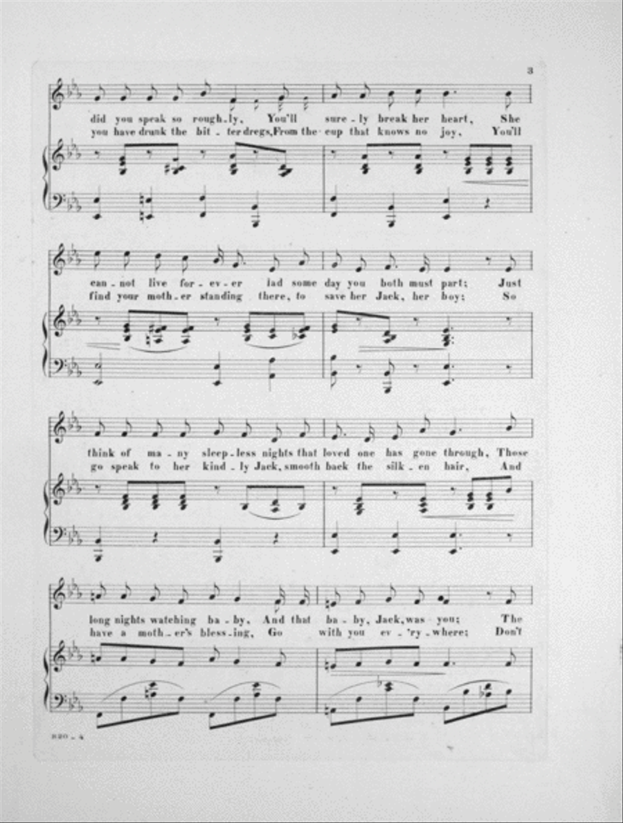 You Spoke Unkindly To Your Mother, Jack. Song and Chorus Choir scores gallery preview page 3