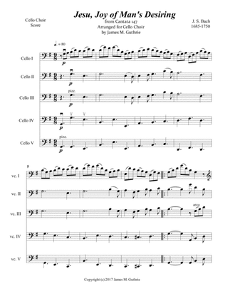 Bach: Jesu, Joy of Man's Desiring for Cello Choir