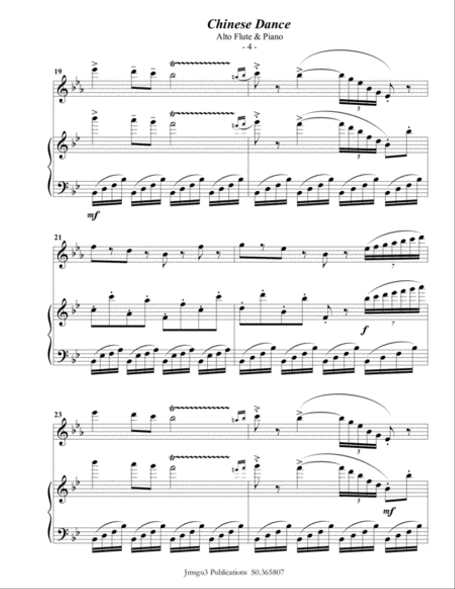 Tchaikovsky: Chinese Dance from Nutcracker Suite for Alto Flute & Piano Flute Solo scores gallery preview page 5