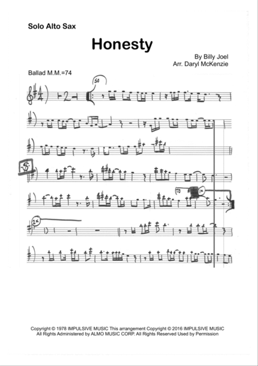 Honesty Tenor Saxophone scores gallery preview page 3