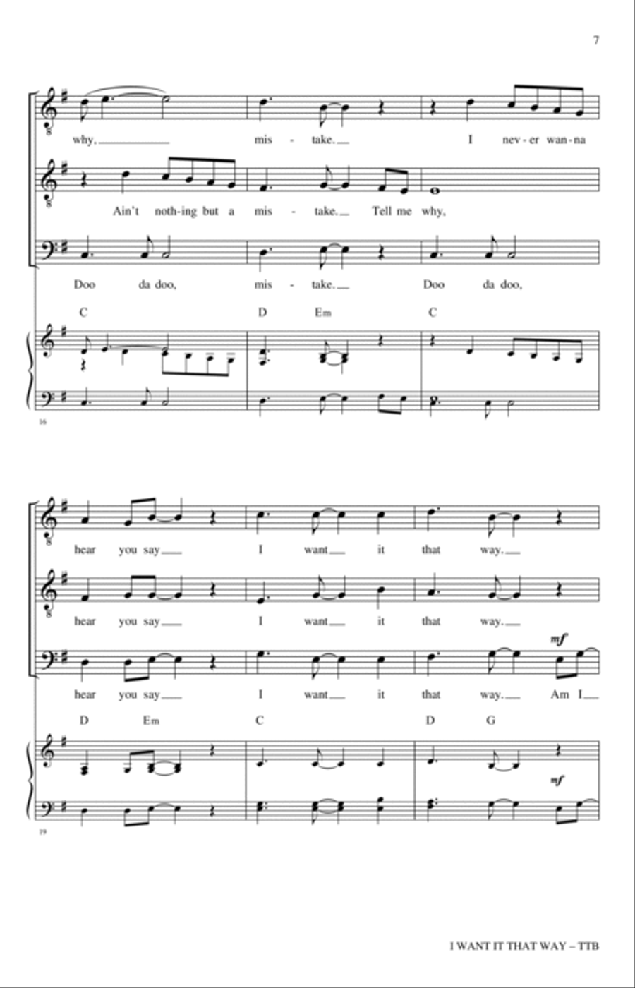 I Want It That Way (arr. Nathan Howe) TTBB scores gallery preview page 5