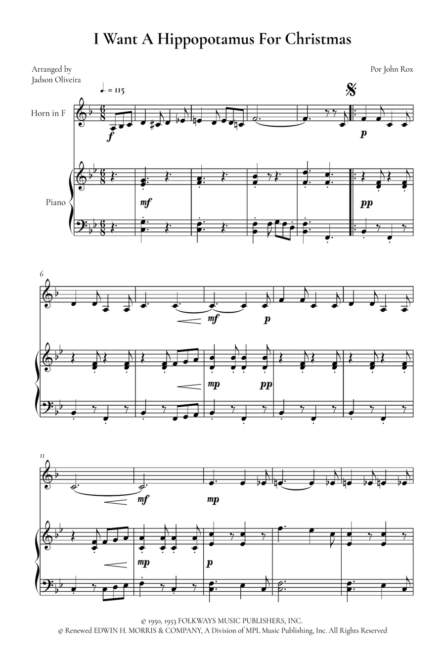 I Want A Hippopotamus For Christmas (Hippo The Hero) Piano scores gallery preview page 1