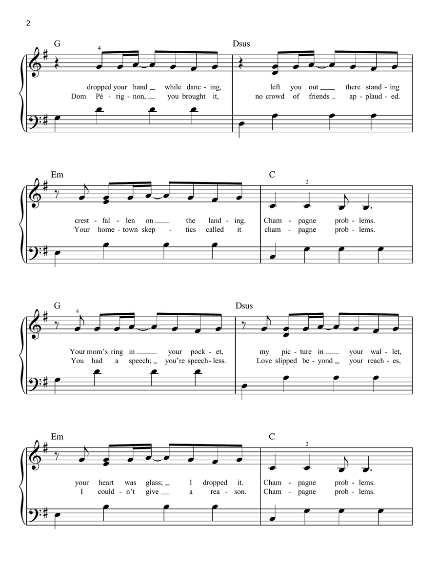champagne problems Easy Piano scores gallery preview page 2