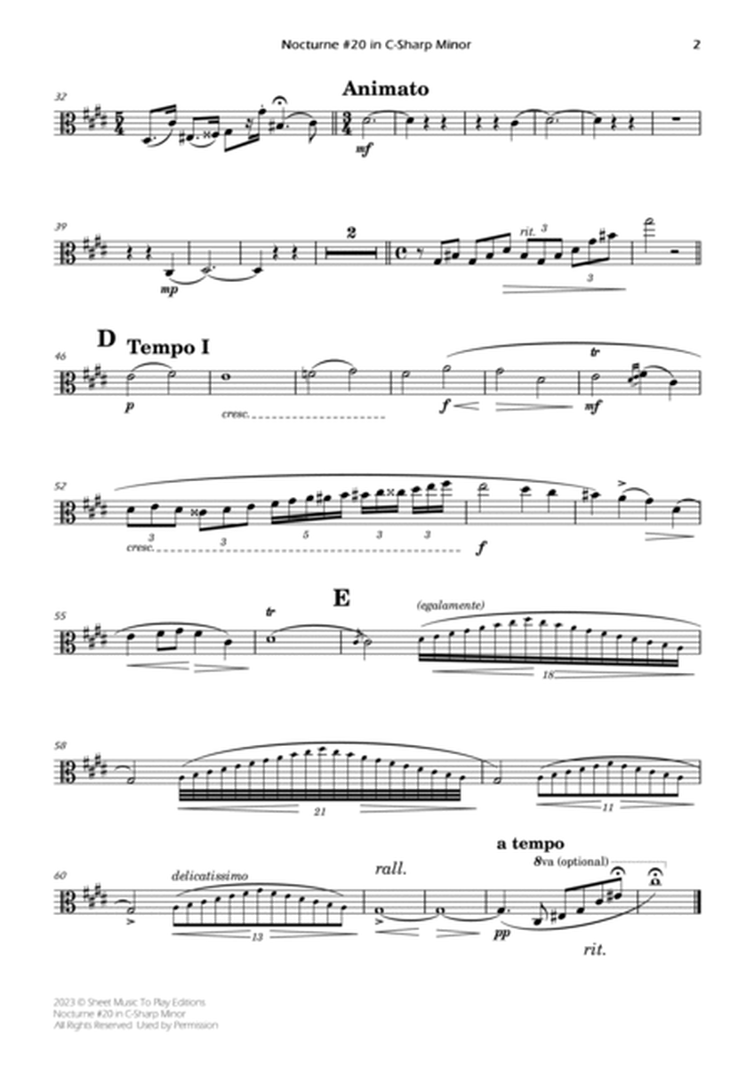 Nocturne No.20 in C-Sharp minor - Viola and Piano (Individual Parts) image number null