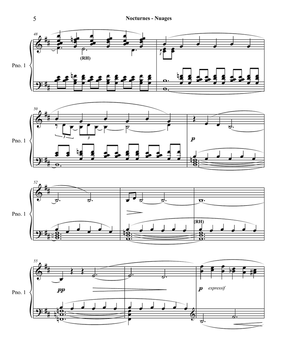 Debussy - Nocturnes: #1 Nuages (piano transcription) Piano Solo scores gallery preview page 5