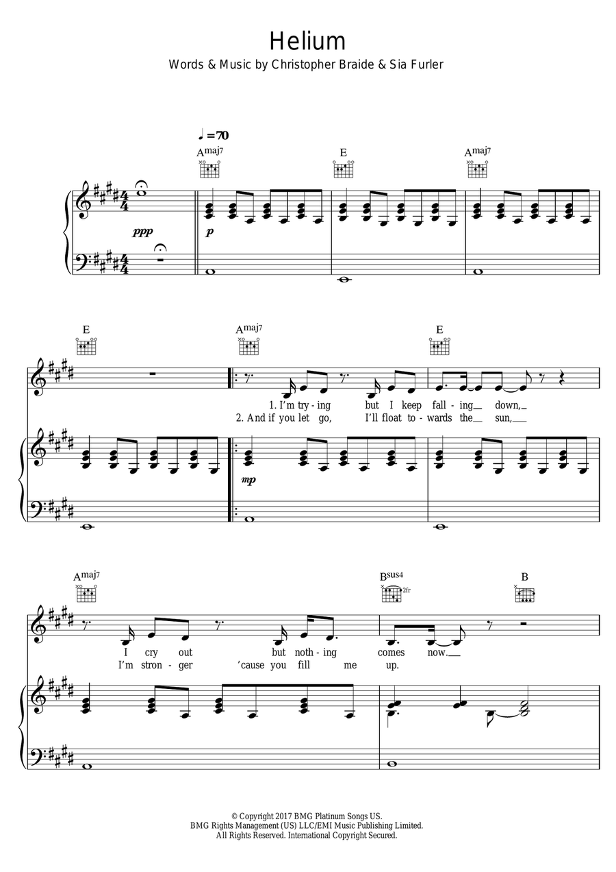 Helium Piano, Vocal scores gallery preview page 1
