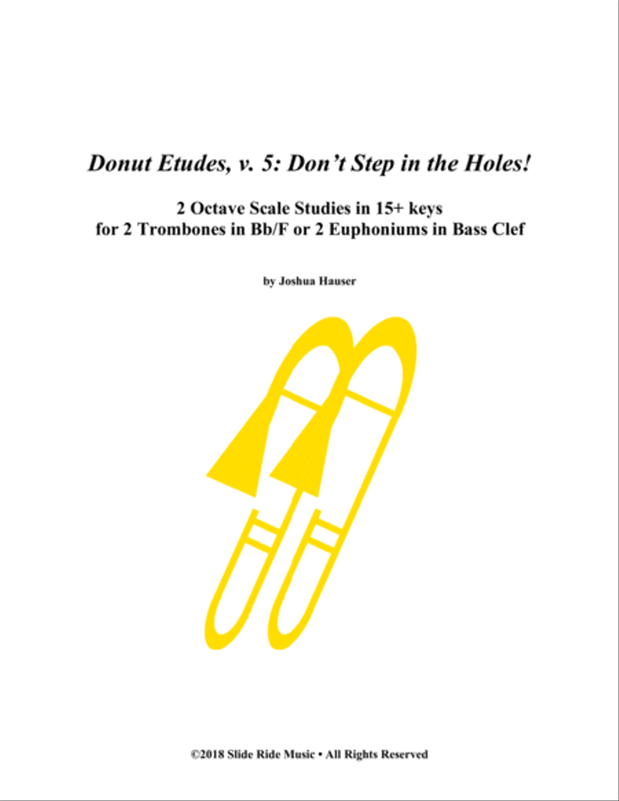 Donut Etudes v5 - Scale Duets for 2 Trombones in Bb/F, 2 Euphoniums in Bass Clef, or 2 Bassoons Trombone Duet scores gallery preview page 1