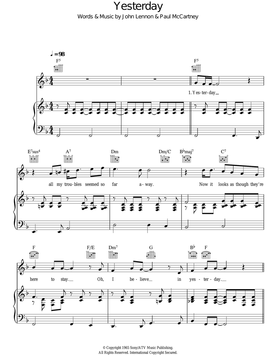 Yesterday Yesterday Acoustic Guitar scores gallery preview page 1