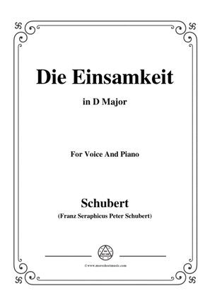 Book cover for Schubert-Die Einsamkeit,in D Major,for Voice&Piano