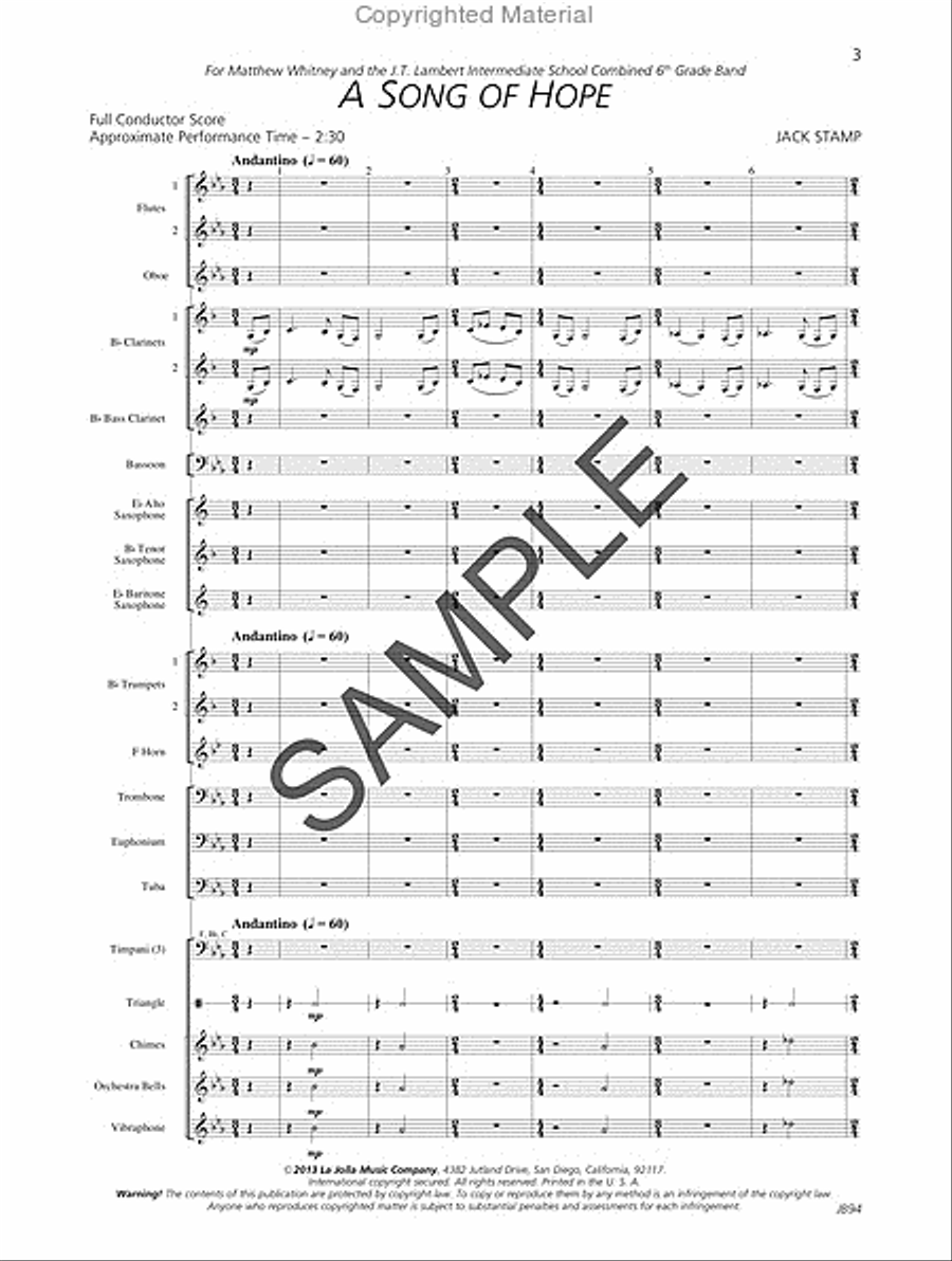 A Song of Hope - Score A Song of Hope - Score Concert Band scores gallery preview page 4