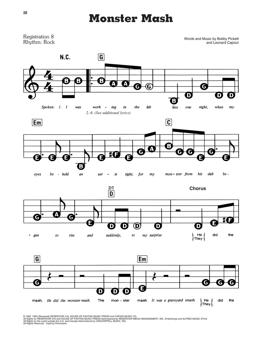 Monster Mash Electronic Keyboard scores gallery preview page 1