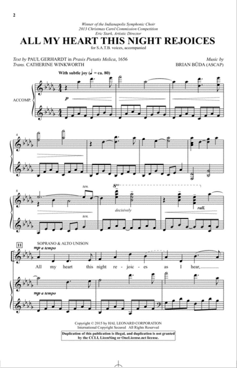 All My Heart This Night Rejoices 4-Part scores gallery preview page 1