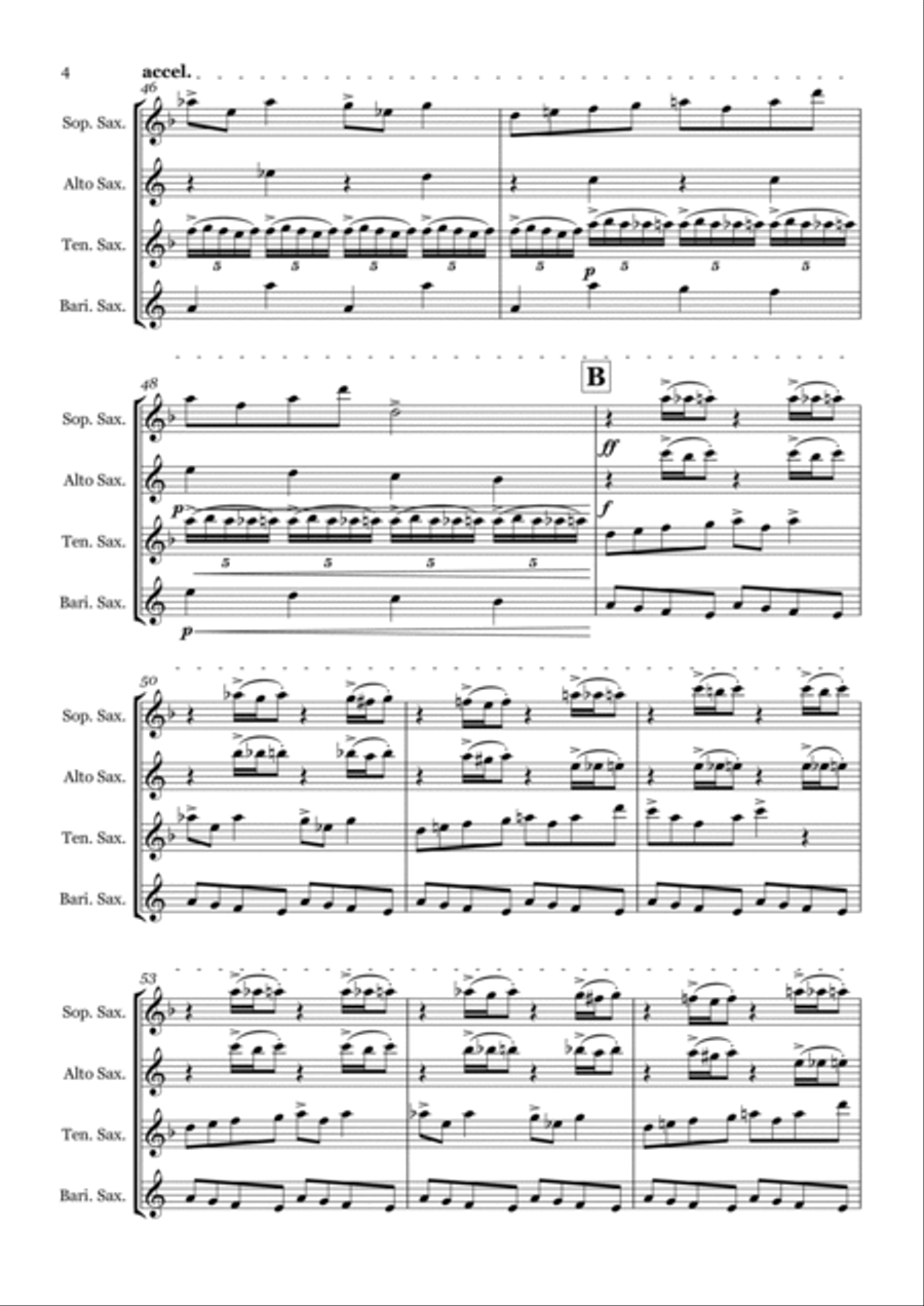 In the Hall of the Mountain King by Edvard Grieg - Saxophone quartet (SATB) Saxophone Quartet scores gallery preview page 4