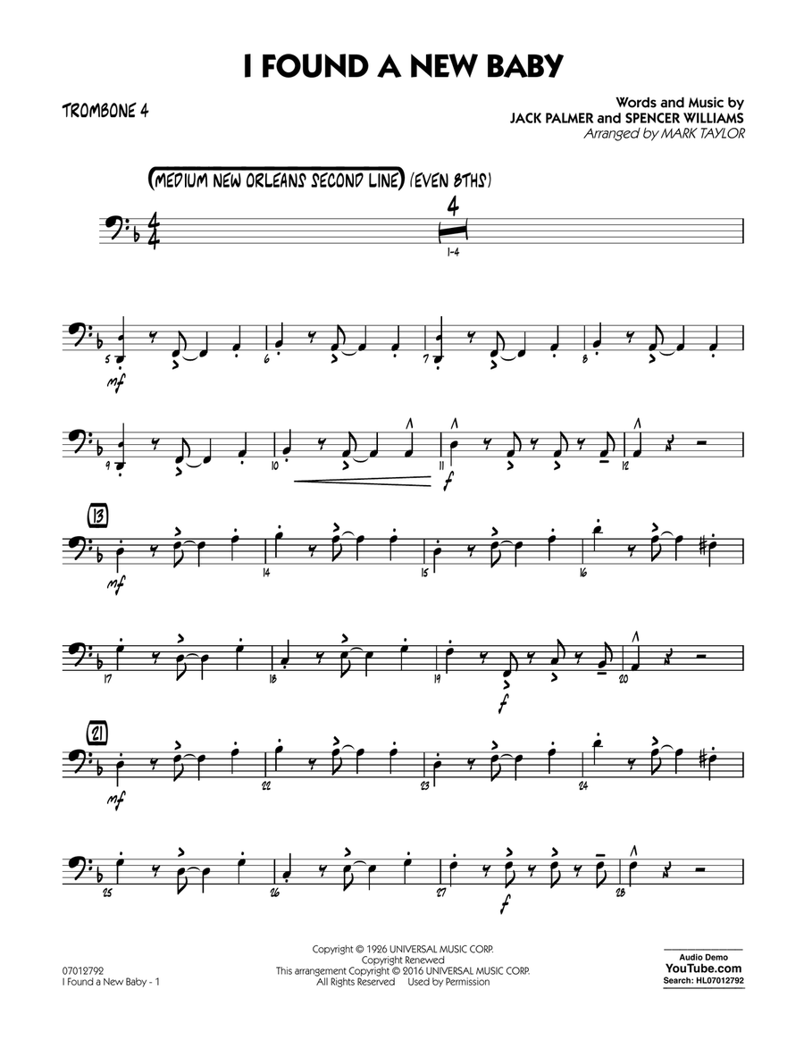 I Found a New Baby - Trombone 4 Jazz Ensemble scores gallery preview page 1