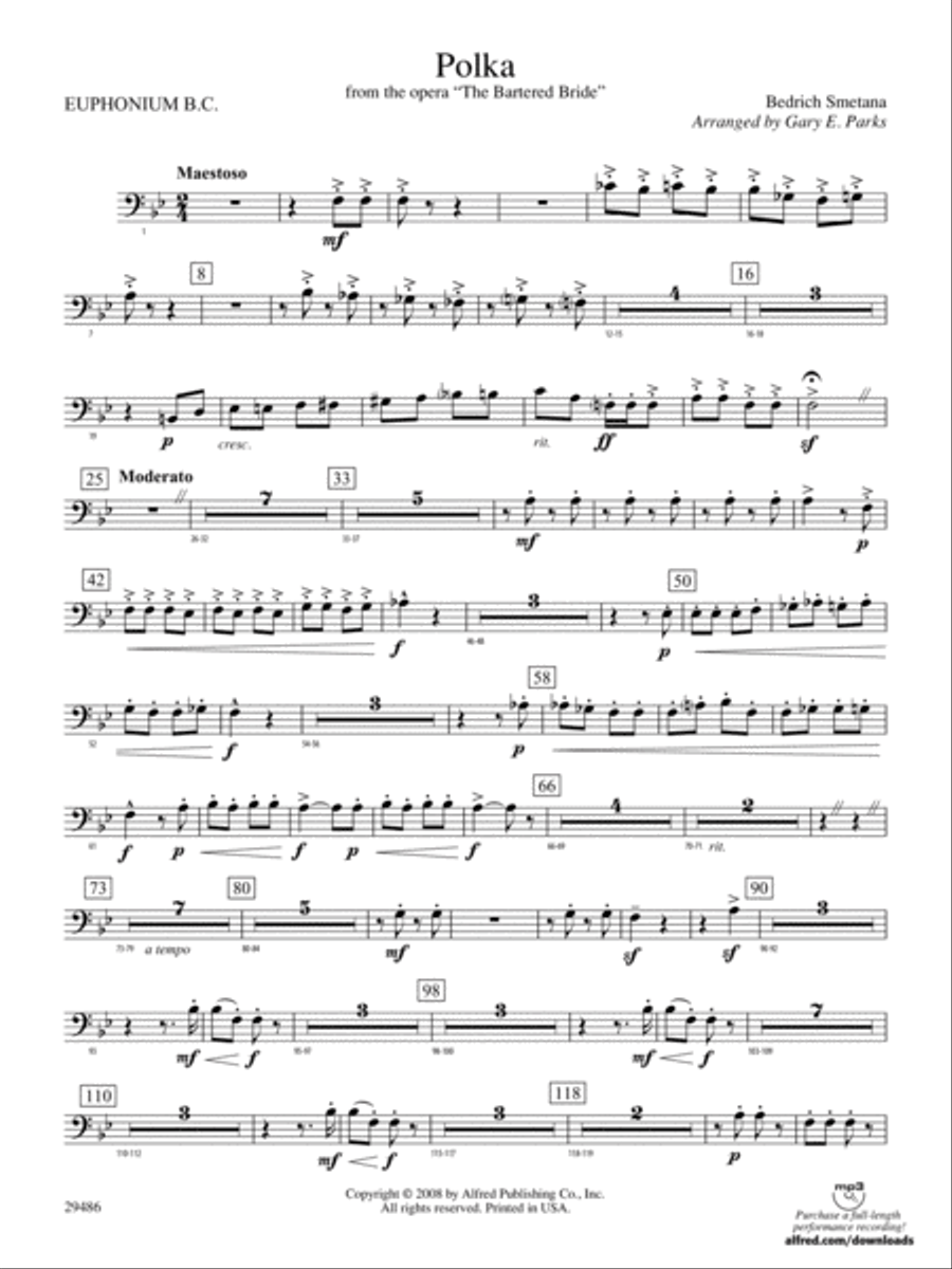 Polka from The Bartered Bride: Baritone B.C. Concert Band scores gallery preview page 1