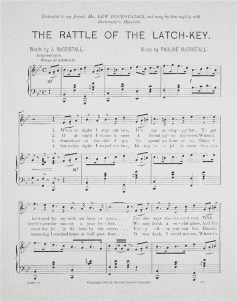 The Rattle of the Latch Key in the Door Voice scores gallery preview page 2