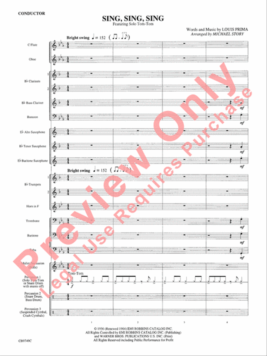 Sing, Sing, Sing Concert Band scores gallery preview page 3