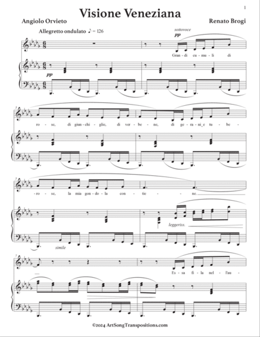 BROGI: Visione Veneziana (transposed to B-flat minor) Voice scores gallery preview page 2
