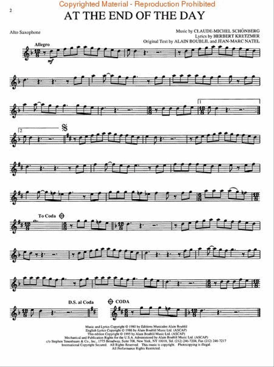 Les Misérables Alto Saxophone scores gallery preview page 2