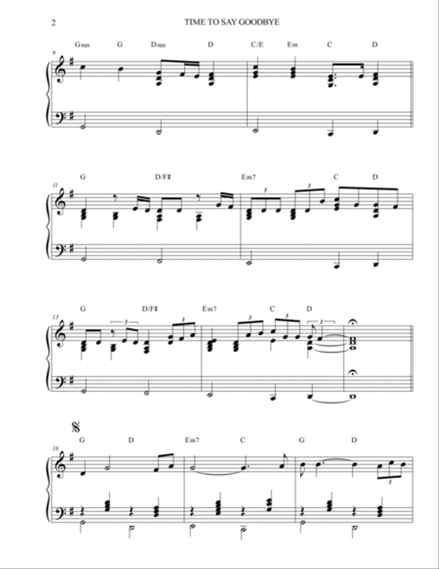 Con Te Partiro (Time To Say Goodbye) Piano Solo scores gallery preview page 3