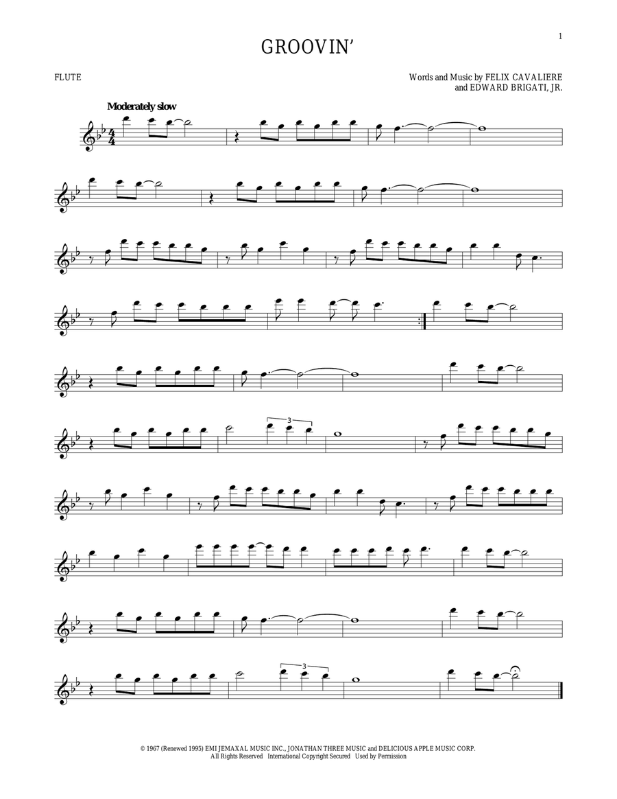 Groovin' Groovin' Flute Solo scores gallery preview page 1