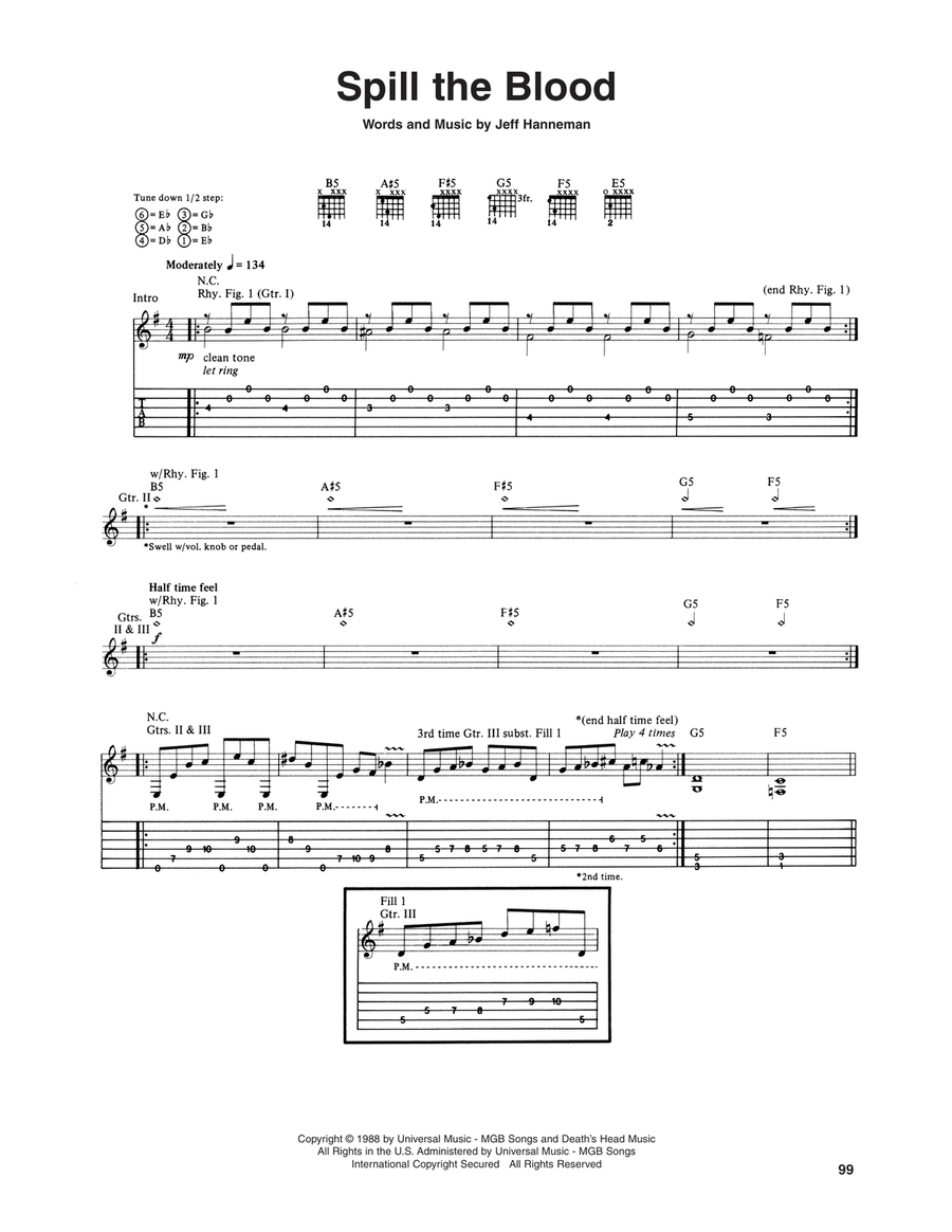 Spill The Blood Electric Guitar scores gallery preview page 1